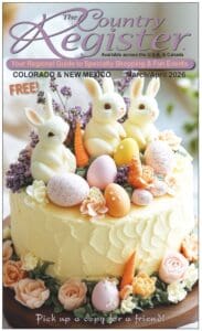 Country Register magazine cover with quilting supplies.