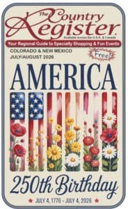 Country Register magazine cover with quilting supplies.