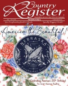 Newsletter cover featuring books and greenery.